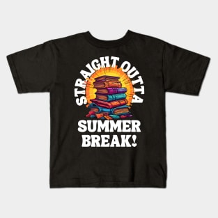 Straight Outta Summer Break With Books Kids T-Shirt